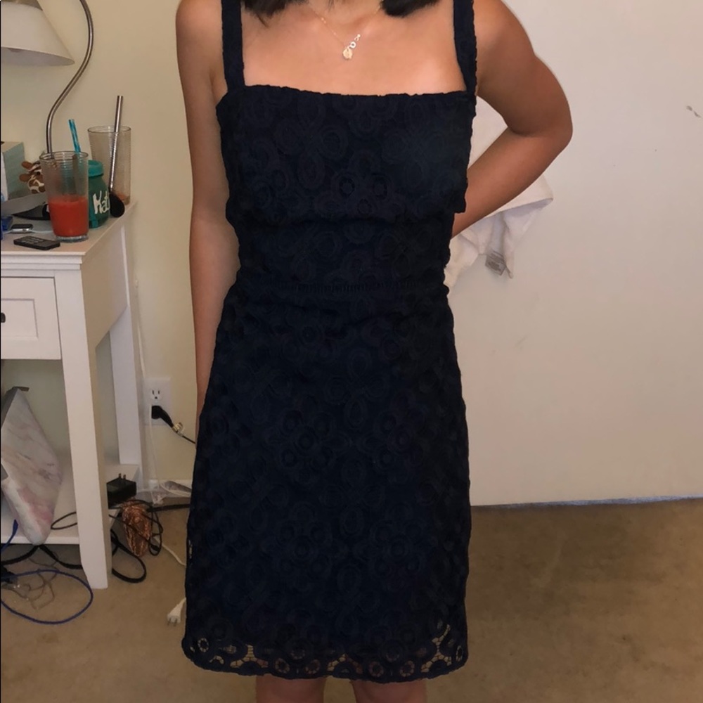 hollister navy blue lace dress